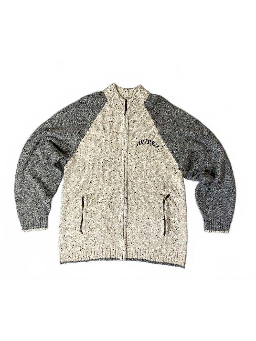 Vintage Avirex Men's  Sweater with Gray Raglan Sleeves
